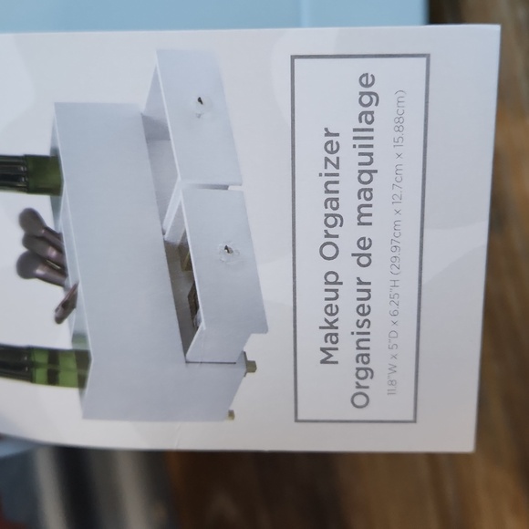 NWT Wooden White Makeup Organizer 2 Drawers 4 Compartments - Picture 2 of 15